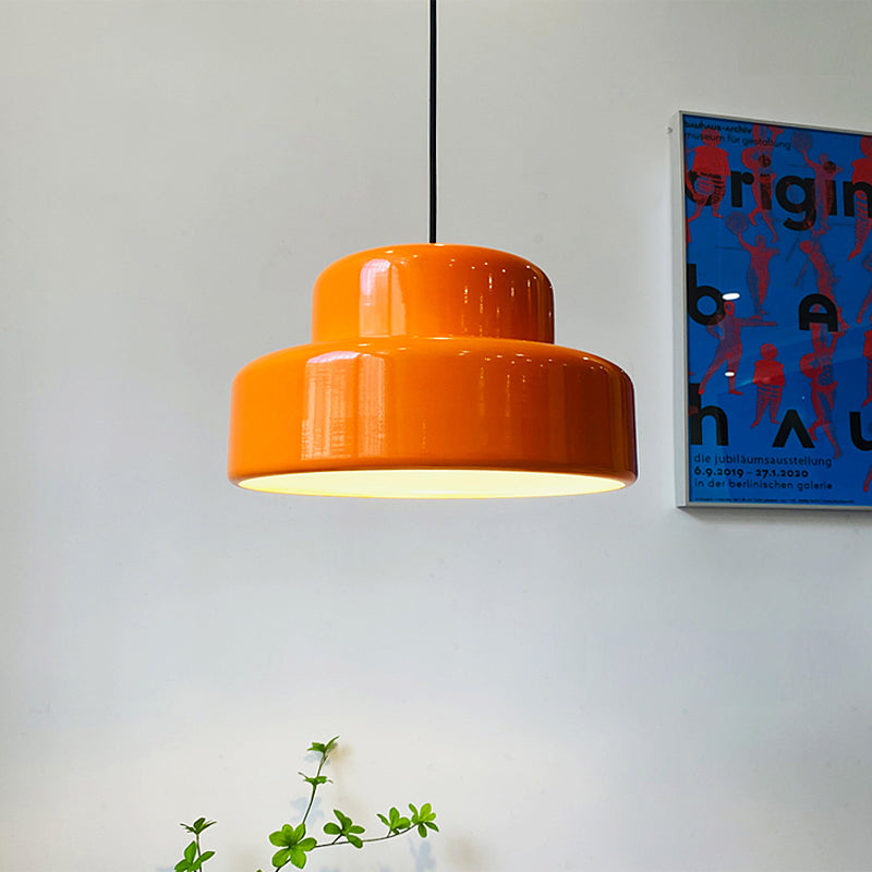 Leilani Single Head Vintage Cosy Pendant Light Orange Metal Dining Room - Lumpaz