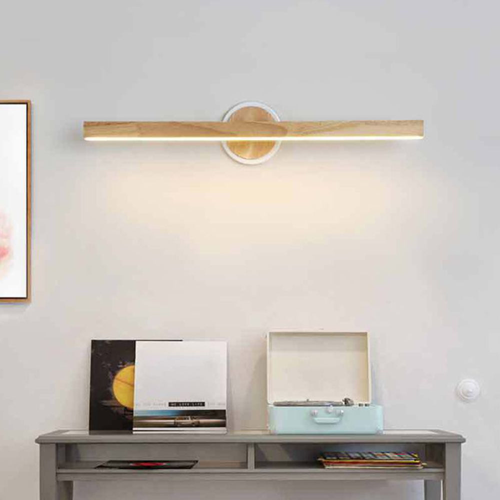 Ozawa Modern Linear Wooden Mirror Front Vanity Wall Lamp - Lumpaz