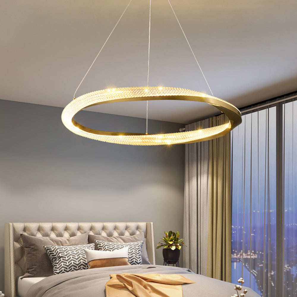 Arisha Minimalist  Ring Spiral Shape Metal Pendant Light,Gold - Lumpaz