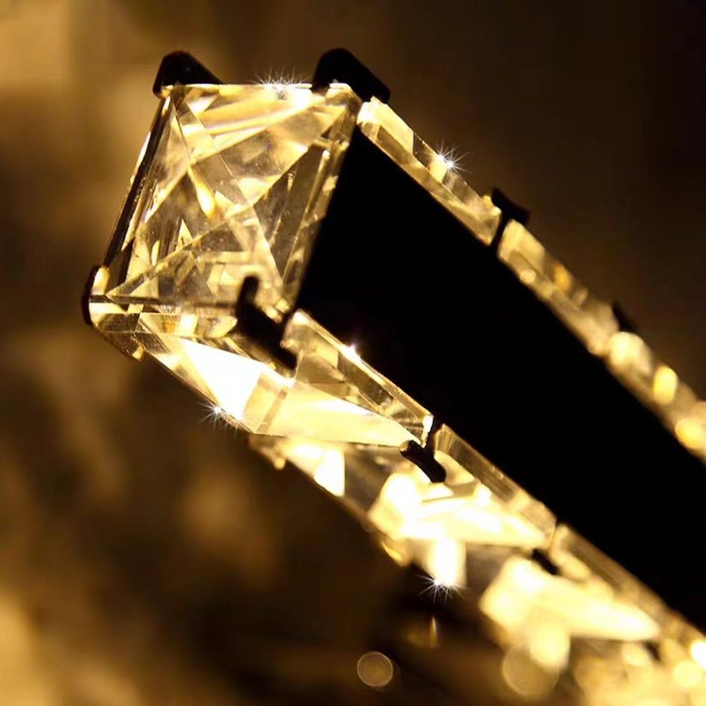 Kristy Modern Rectangular Metal/Crystal Mirror Front Wall Lamp, Gold - Lumpaz