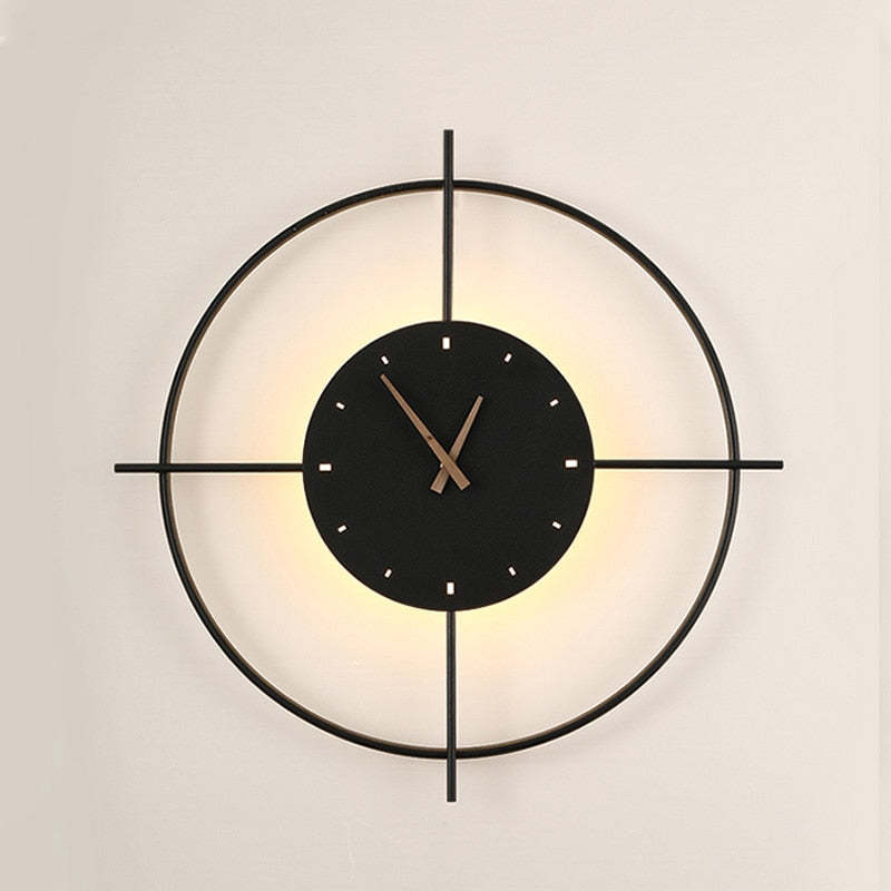 Morandi Nielsen Modern Clock Metal Wall Lamp Gold/Black Bedroom - Lumpaz