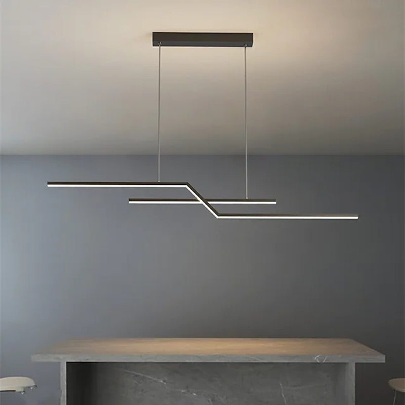Parallel Fold Linear Pendant Light, Black/Gold, Living Room - Lumpaz
