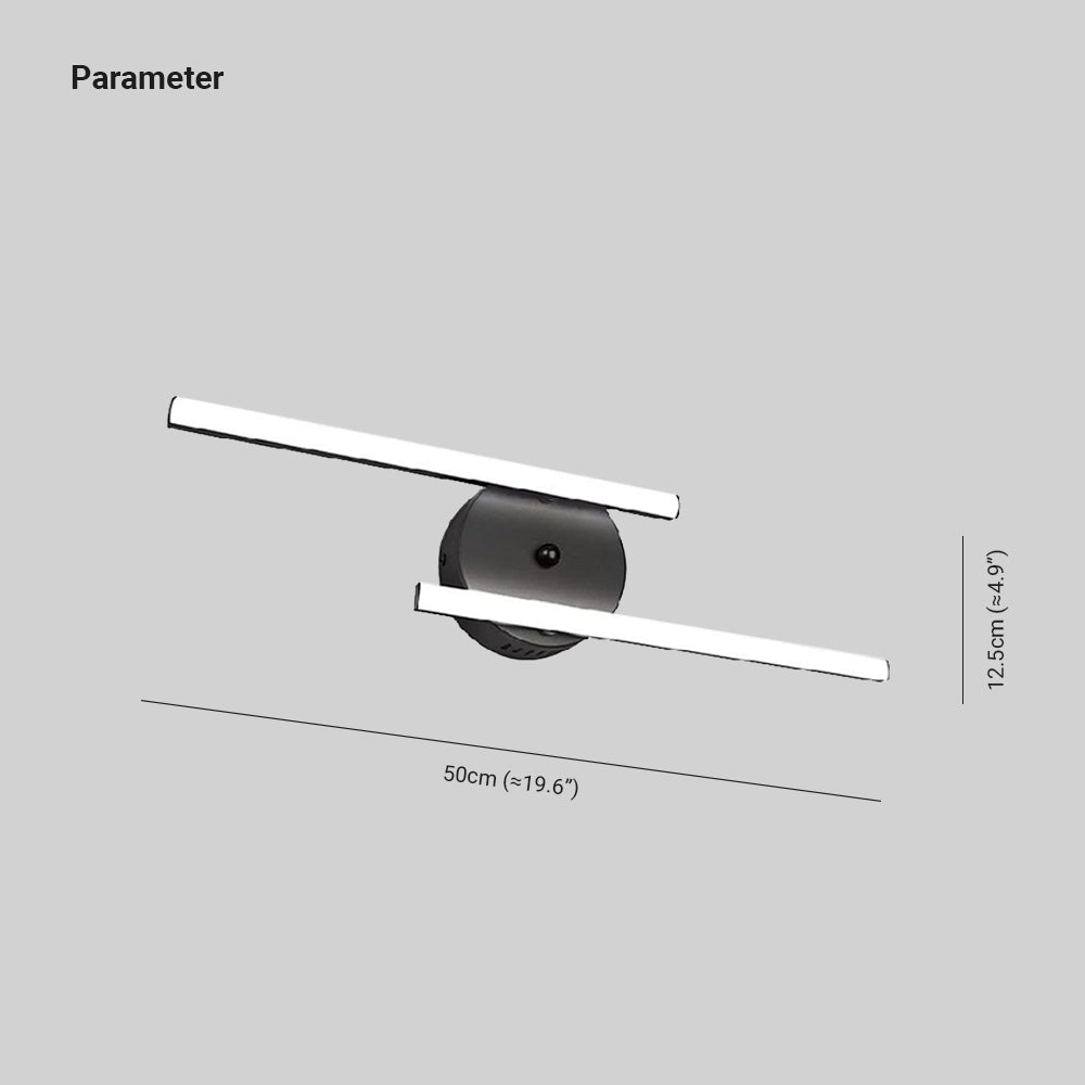 Edge Modern Double Linear Metal Wall Lamp, Black/Silver - Lumpaz