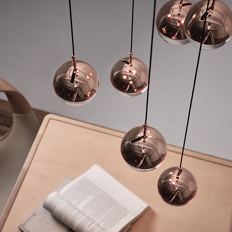 Valentina Modern Ball Metal/Glass Pendant Light, Gold/Rose Gold - Lumpaz