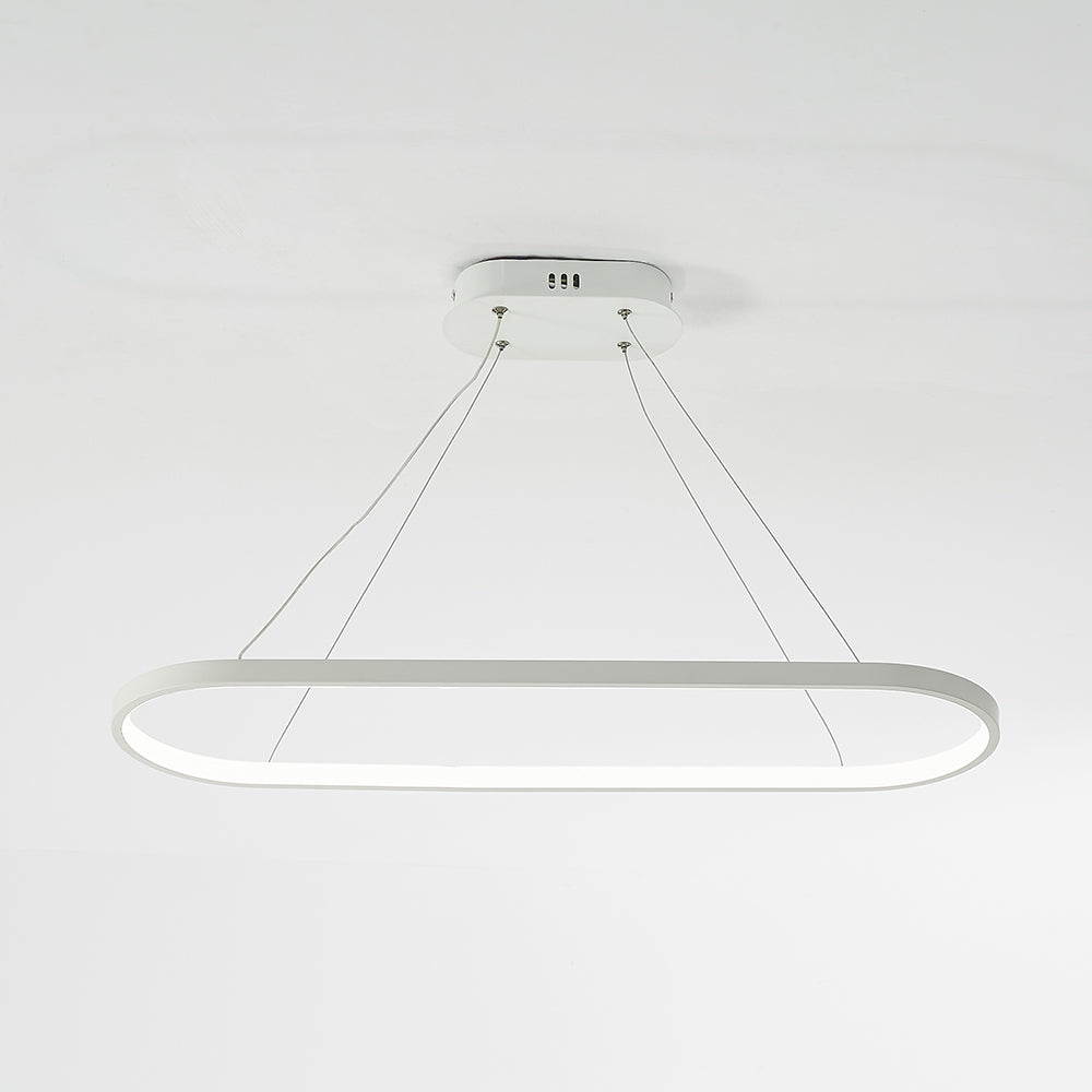 Edge Oval Minimalist Hanging Pendant Light, Black/White/Gold - Lumpaz