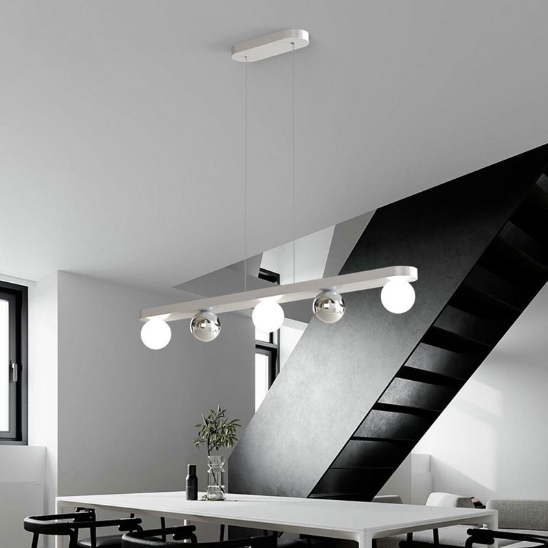 Valentina Pendant Light Multi Globe Modern, Metal/Acrylic, Silver, Dining Room - Lumpaz