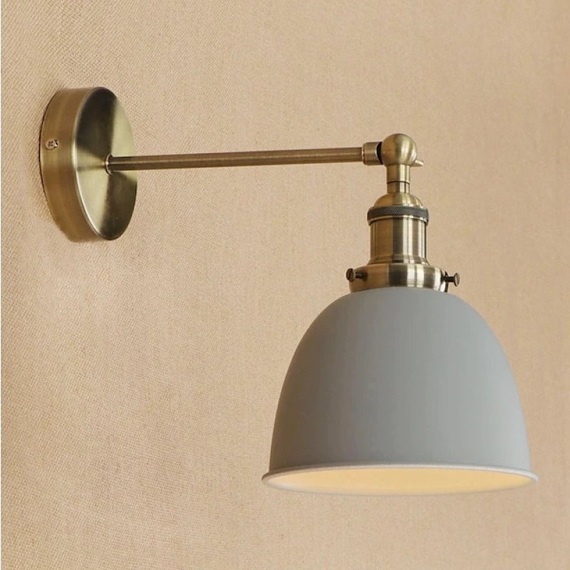 Brady Hanging Wall Lamp Retro/Vintage, Metal/LED, Black/White/Gray, Bedroom - Lumpaz