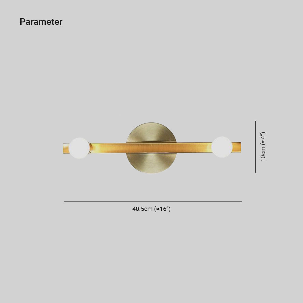 Avi Modern Linear Metal Wall Lamp, Gold, Bathroom - Lumpaz