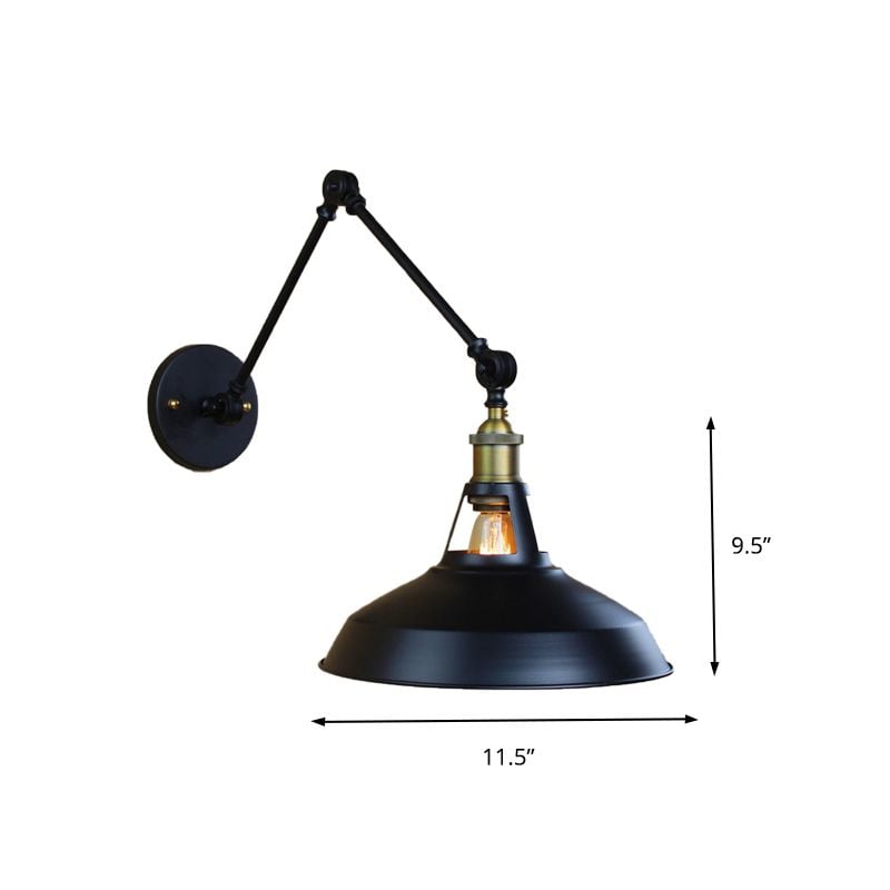 Brady Wall Lamp Dome Modern, Metal Adjustable, Black/Rust, Bedroom - Lumpaz