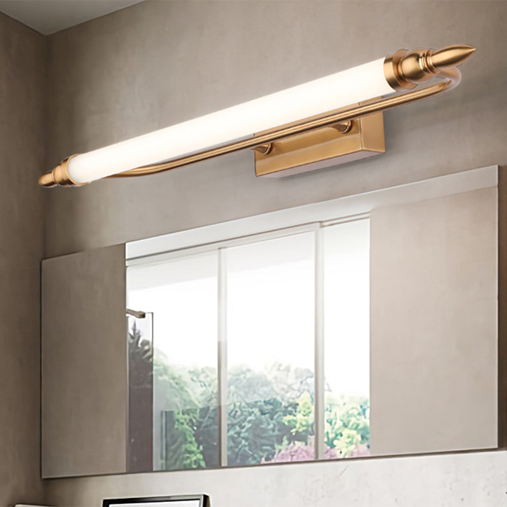 Leigh Retro Classic Metal/Acrylic Wall Lamp, Gold, Bathroom - Lumpaz