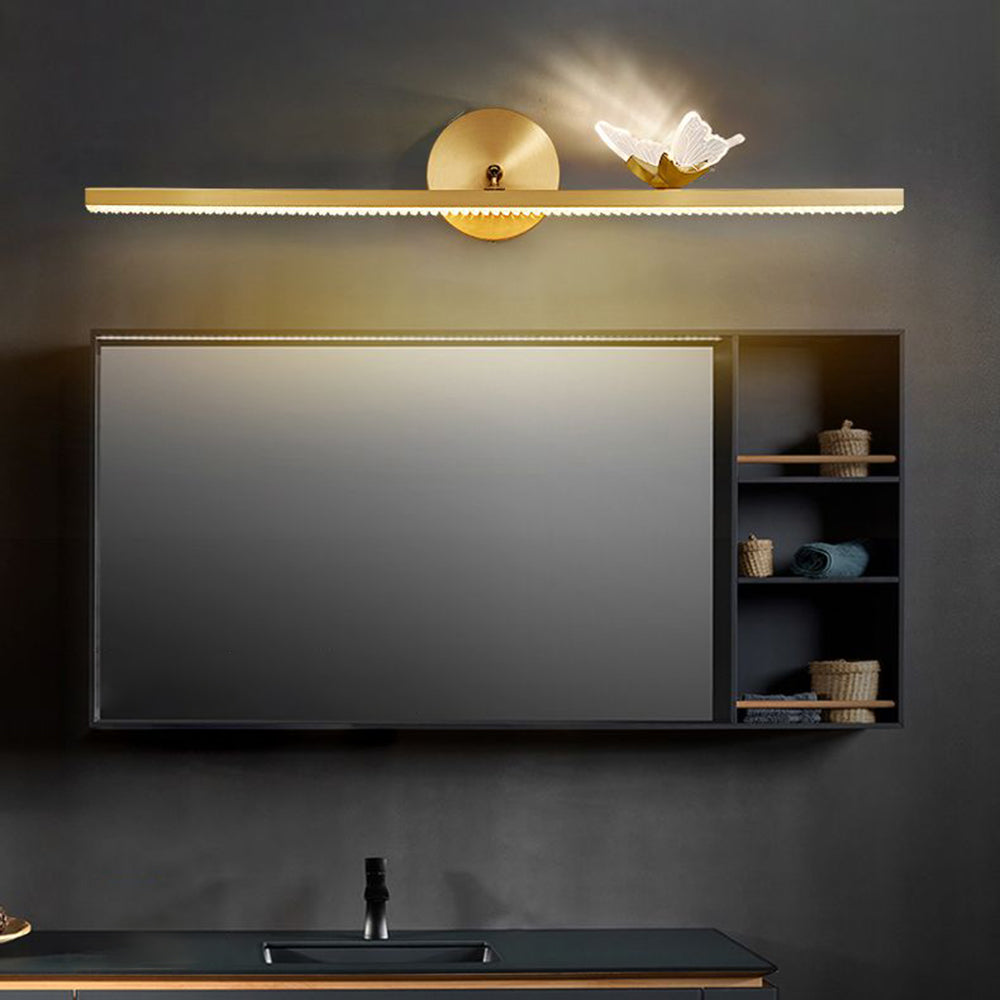Kady Luxury Butterfly Linear Wall Lamp, Metal/Acrylic, Gold - Lumpaz