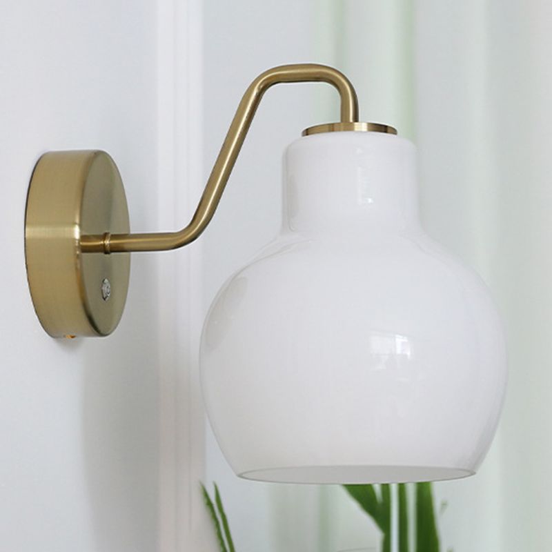 Hailie Vintage Dome LED Metal/Glass Wall Lamp For Mirror, White - Lumpaz