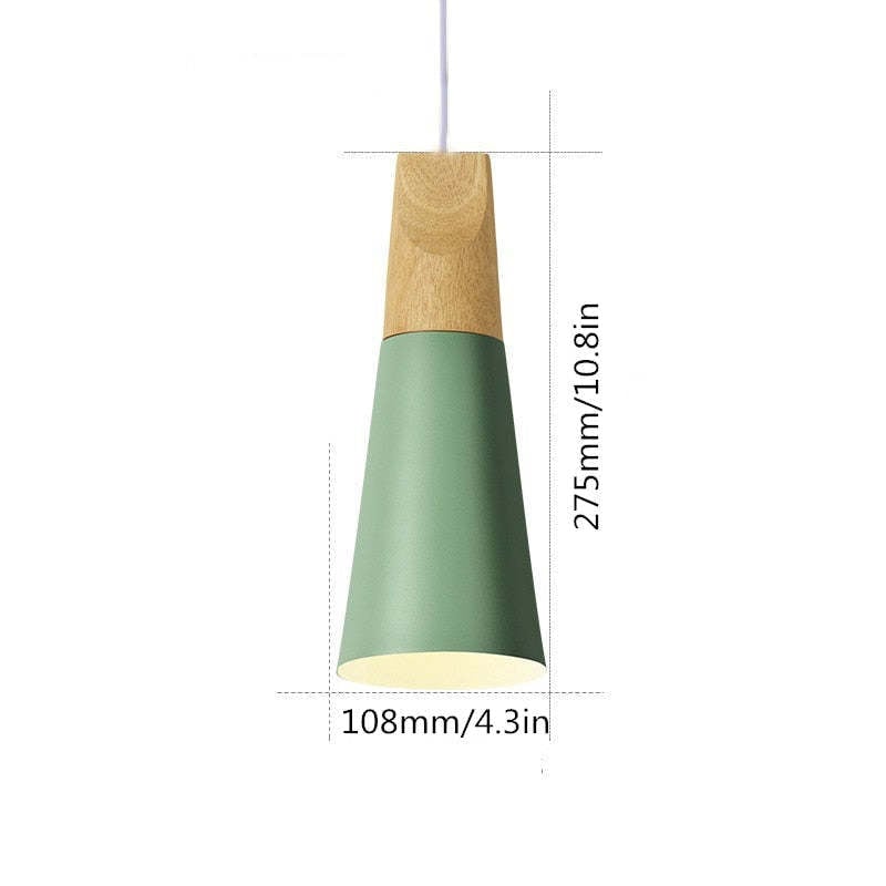 Morandi Multi-Shaped Wood And Metal Pendant Light, 6 Colors - Lumpaz