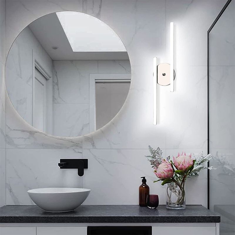 Alana Modern Bi-Linear LED Vanity Wall Lamp, Black/Silver - Lumpaz