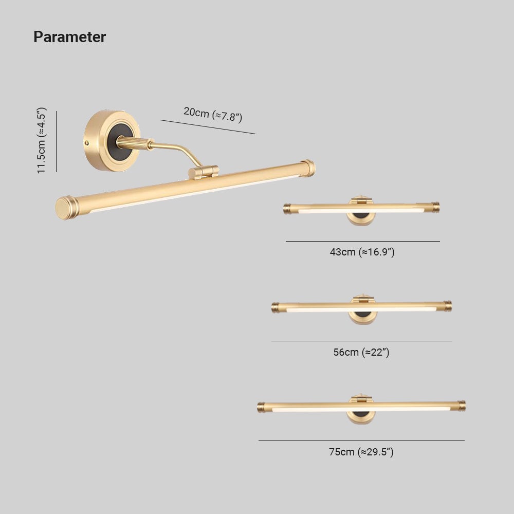 Leigh Vintage Linear Metal/Acrylic Wall Lamp, Brass, Bathroom - Lumpaz