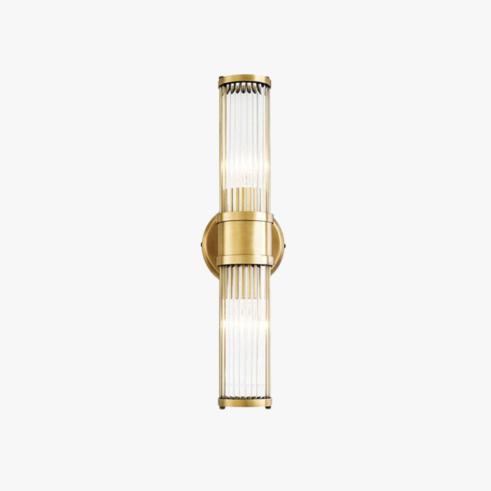 Leigh American Cylindrical Elegant Gold Glass/Metal Vanity Wall Lamp - Lumpaz