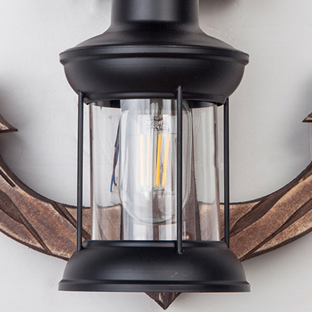 Austin Anchor Lantern Wall Lamp, Vintage/Antique, Wood, Bedroom - Lumpaz