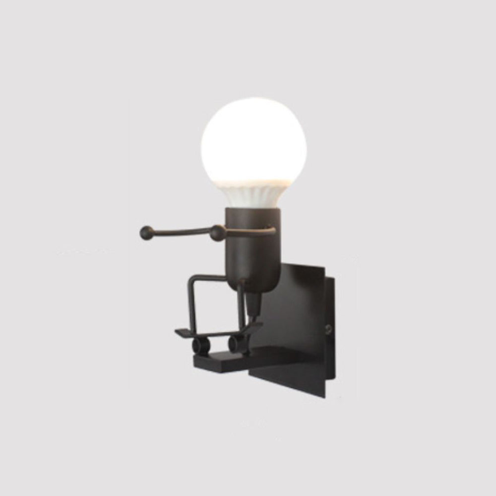 Luxo Modern Decorative Man Metal Wall Lamp, White/Black - Lumpaz