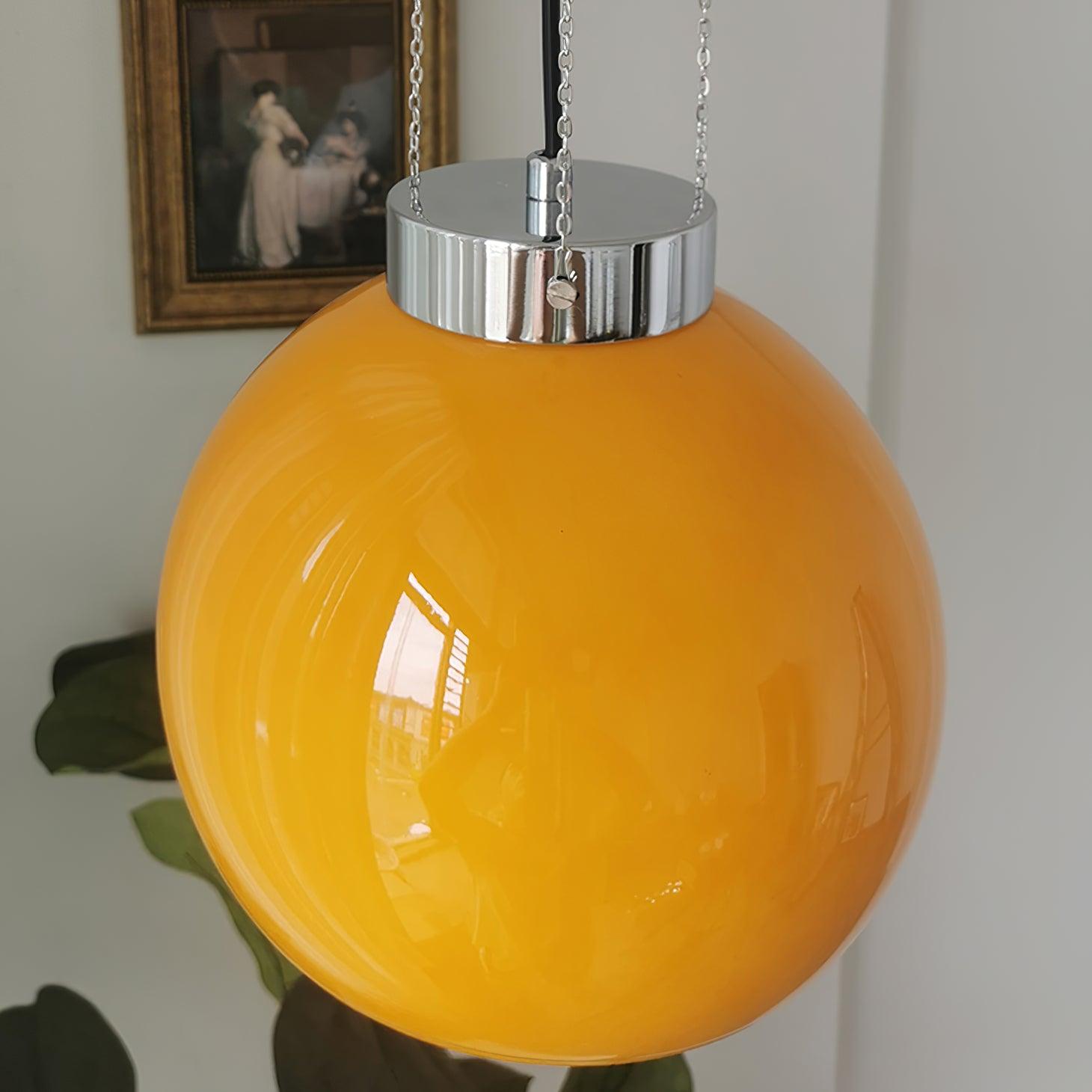 Hailie Yellow Ball Pendant Light, Metal & Glass, 9.8" - Lumpaz