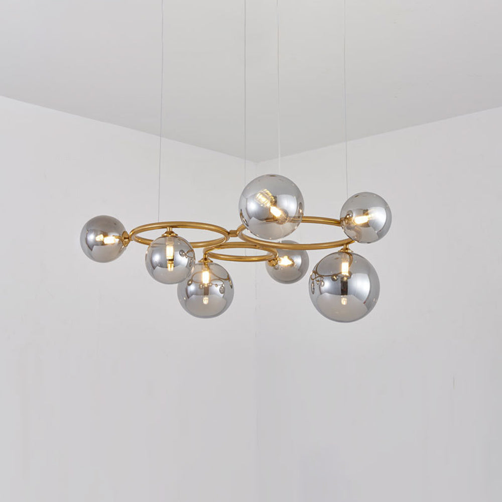 Valentina Modern Designe Wave Metal/Glass Pendant Light, White/Gold - Lumpaz