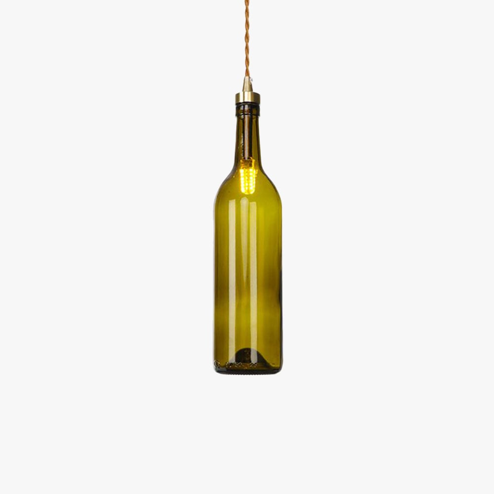 Hailie Industrial Wine Bottle Glass Pendant Light, Colorful - Lumpaz