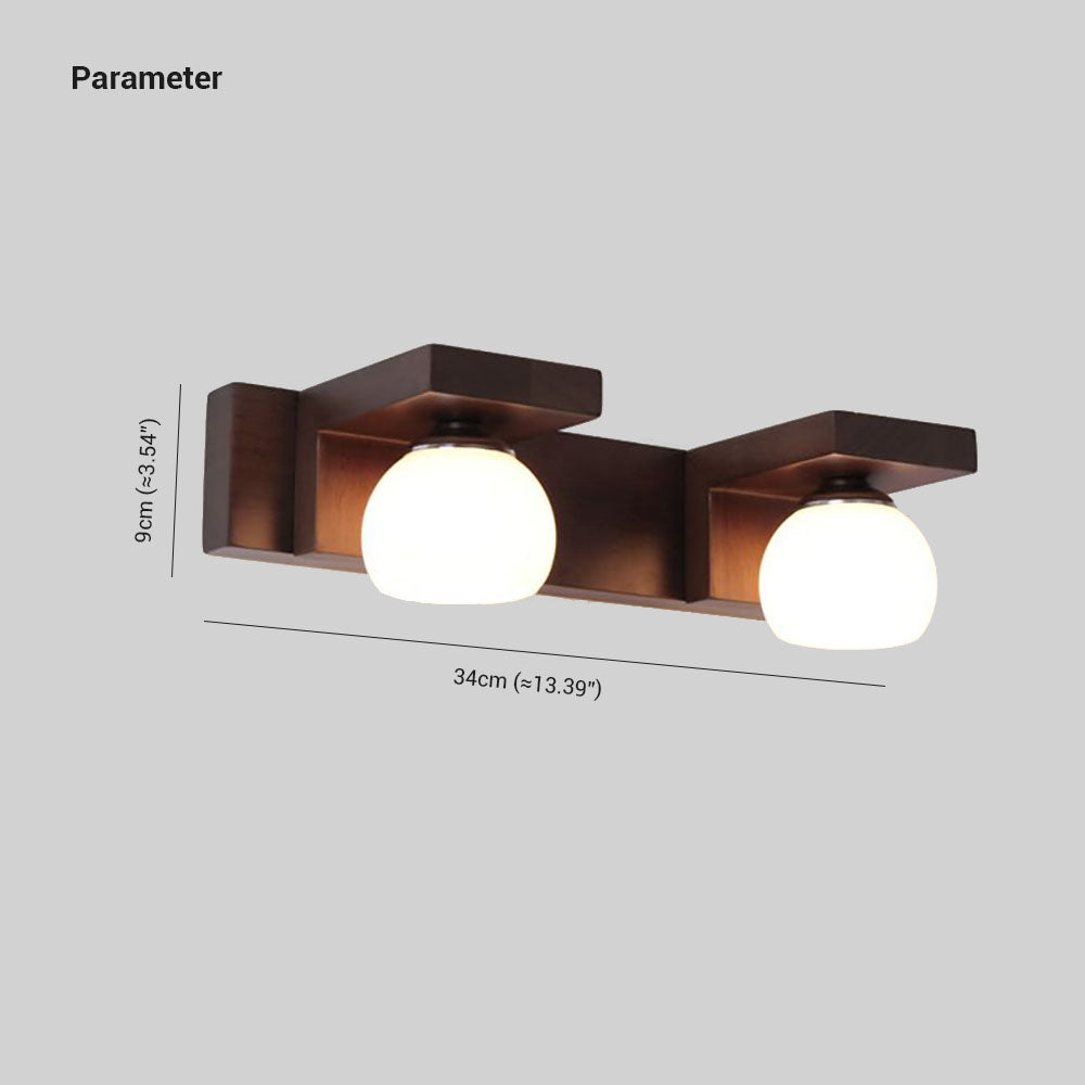 Ozawa Vintage Mirror Front Vanity Wall Lamp, Wood/Glass, Brown - Lumpaz