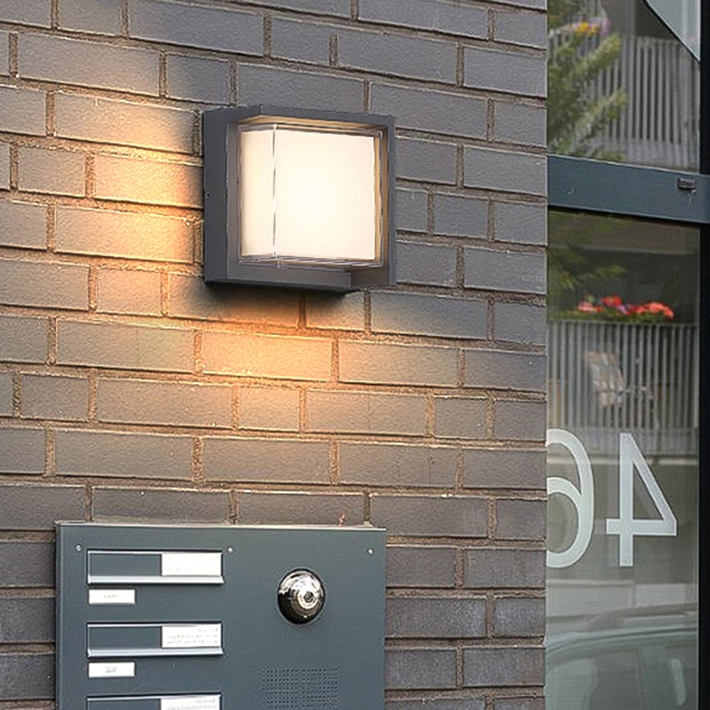 Orr Modern Round/Rectangular Metal/Acrylic Outdoor Wall Lamp, Black - Lumpaz