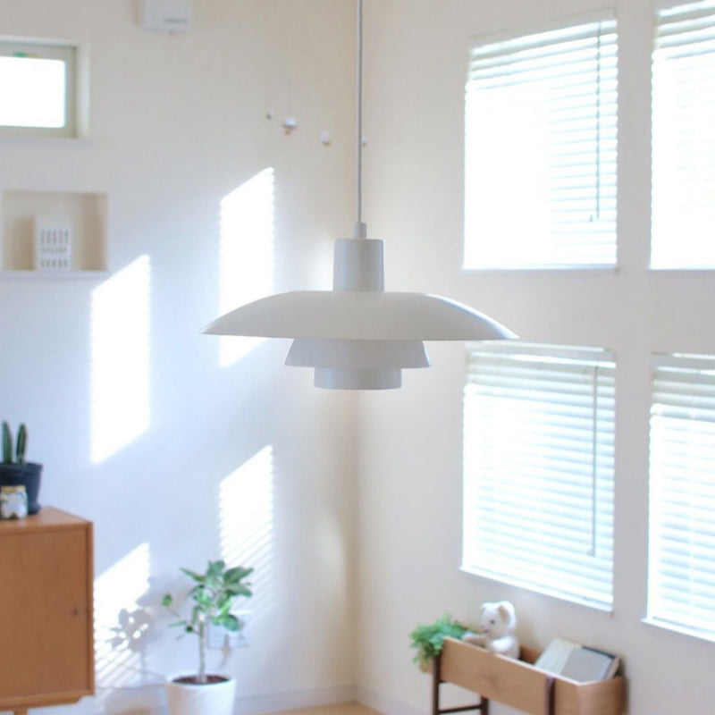 Morandi Modern LED Pendant Light White/Wood Metal Bedroom/Living Room - Lumpaz