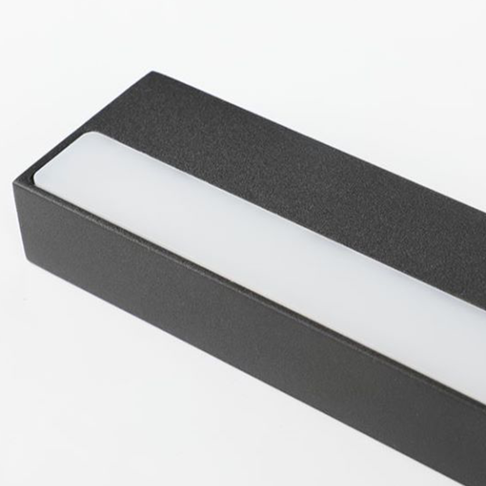 Edge Modern Rectangular Linear Mirror Front Wall Lamp, Metal, Black - Lumpaz