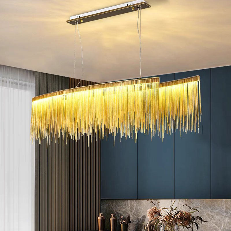 Marilyn Luxury Tassel Metal/Acrylic Pendant Light, Gold/Chrome - Lumpaz
