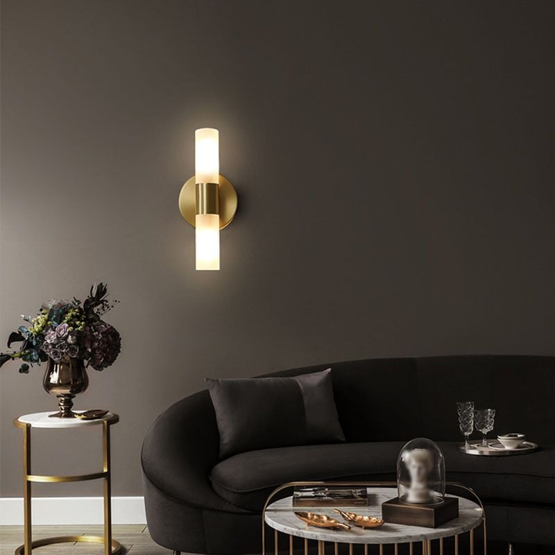 Leigh Modern Cylindrical Metal Led Wall Lamp, Gold - Lumpaz