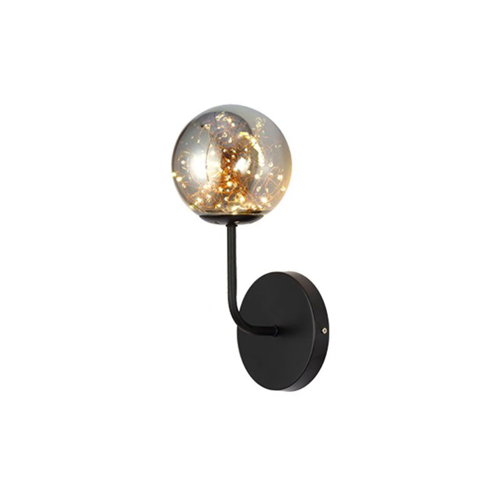 Valentina Wall Lamp Starry Globe Art Deco, Black/Gold, Bedroom - Lumpaz