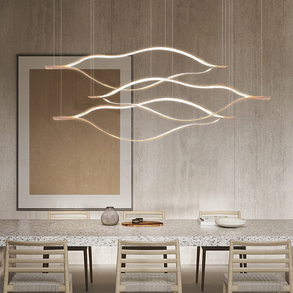 Edge Wave Pendant Light, Gold, 31.5"/39.3"/47.2" - Lumpaz