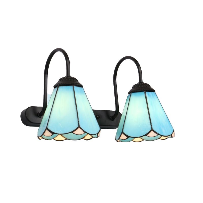 Baxter Vintage Flower Shaped Metal Wall Lamps, Black/White/Blue - Lumpaz