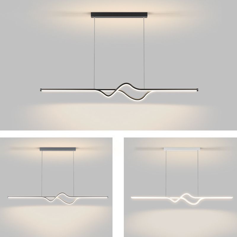 Modern Linear Metal Pendant Light, Black/White/Gray - Lumpaz