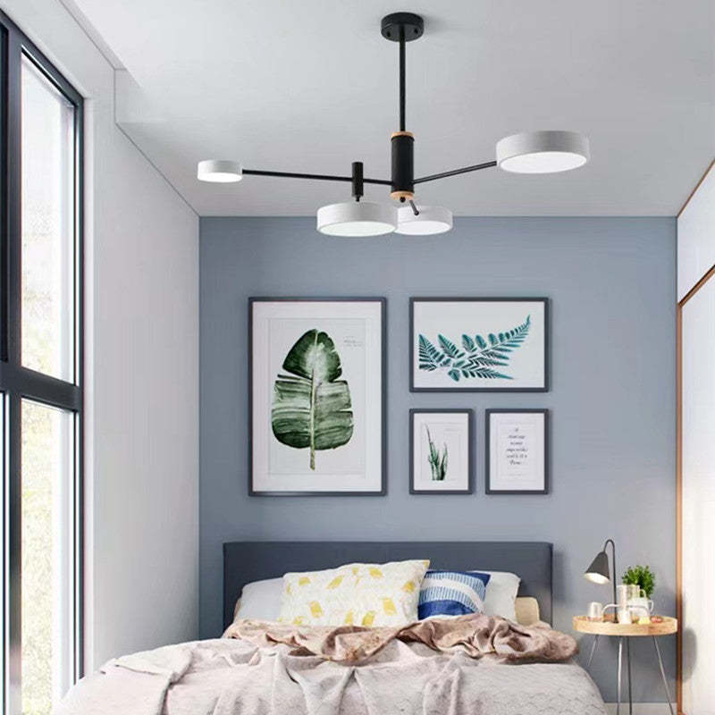 Sienna Pendant Light LED, Metal & Wood, Gray/White/Gold - Lumpaz
