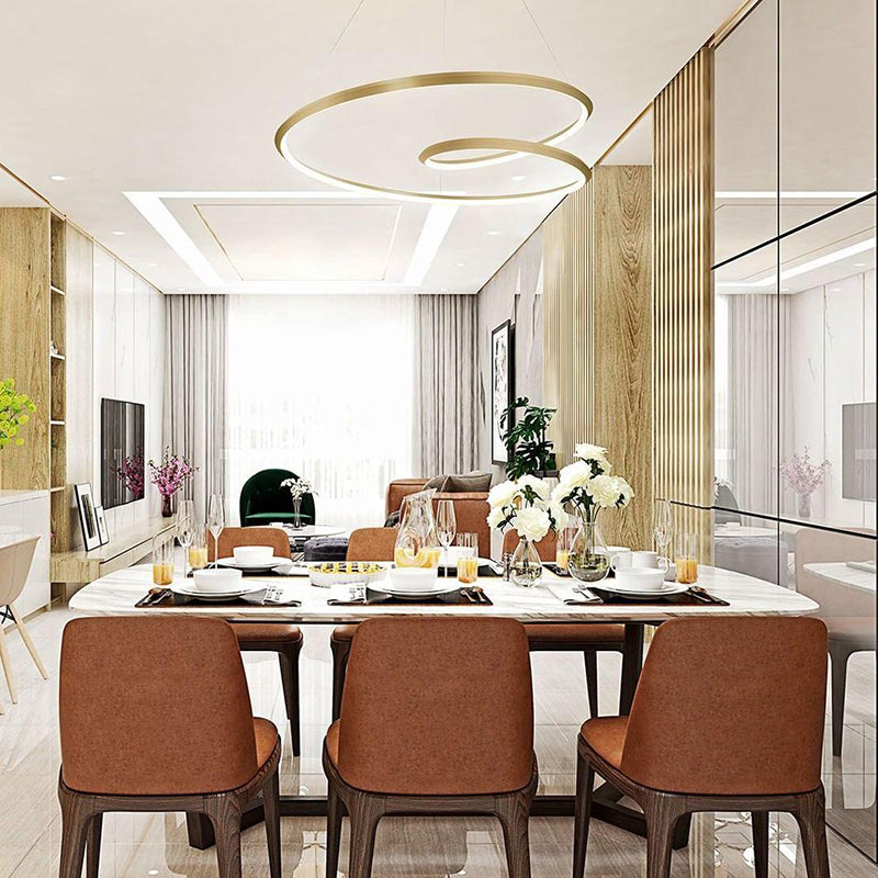 Arisha Pendant Light Curved Circle, Brass - Lumpaz