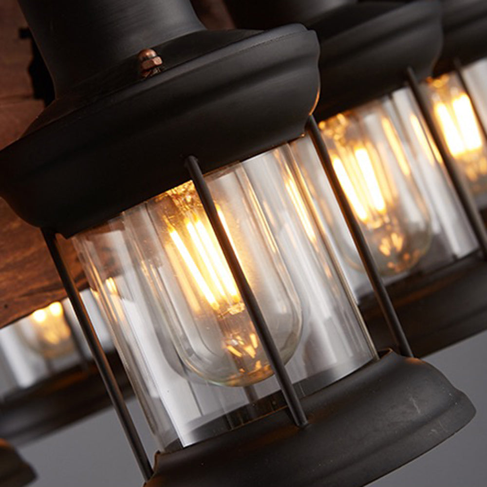 Austin Retro Rudder Metal & Wood Pendant Light, 8 Heads - Lumpaz