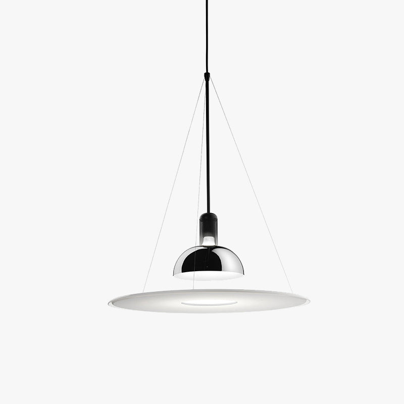 Levi Modern Minimalist Nordic Bell Metal/Acrylic Pendant Light, Chrome/Black - Lumpaz