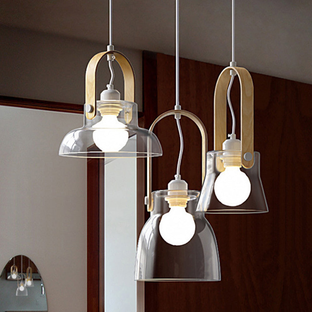 Hailie Minimalist Bowl Shaped Glass Pendant Light, Clear - Lumpaz