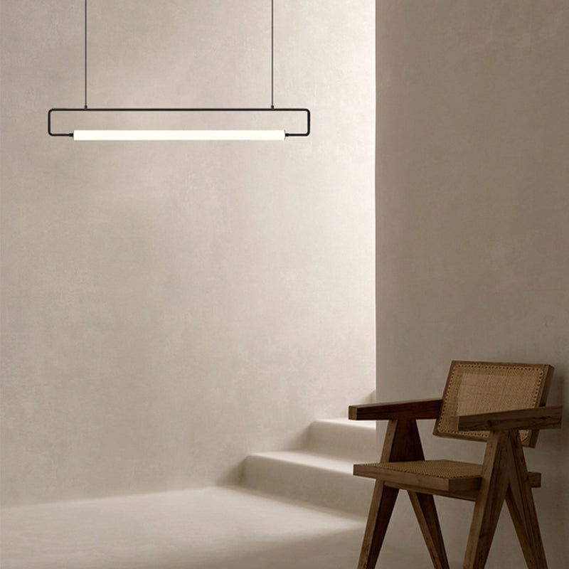 Edge Modern Minimalist rectangular Metal/Acrylic Pendant Light, Gold/Black - Lumpaz