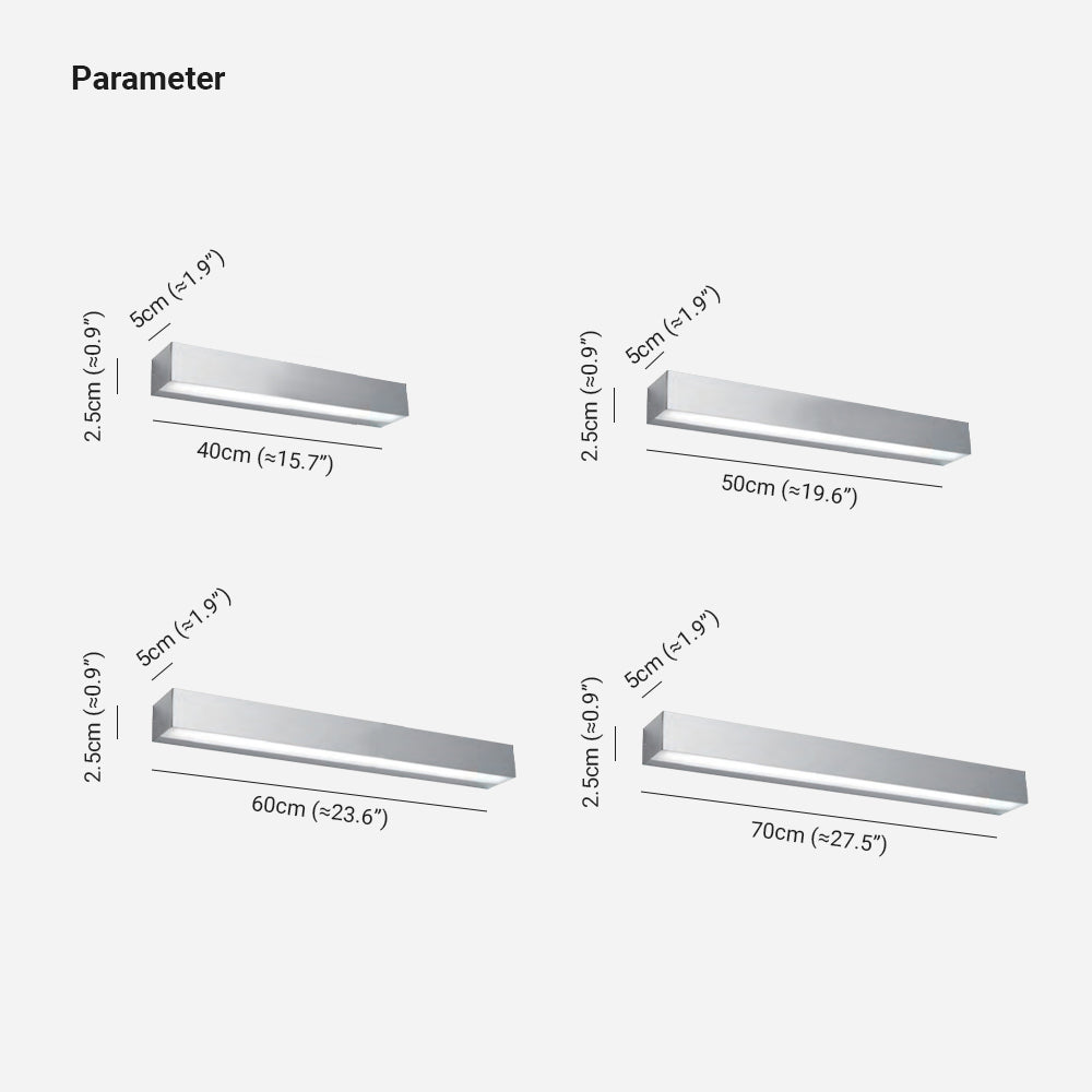 Edge Wall Lamp Linear Minimalist Mirror Front, White, Bathroom - Lumpaz