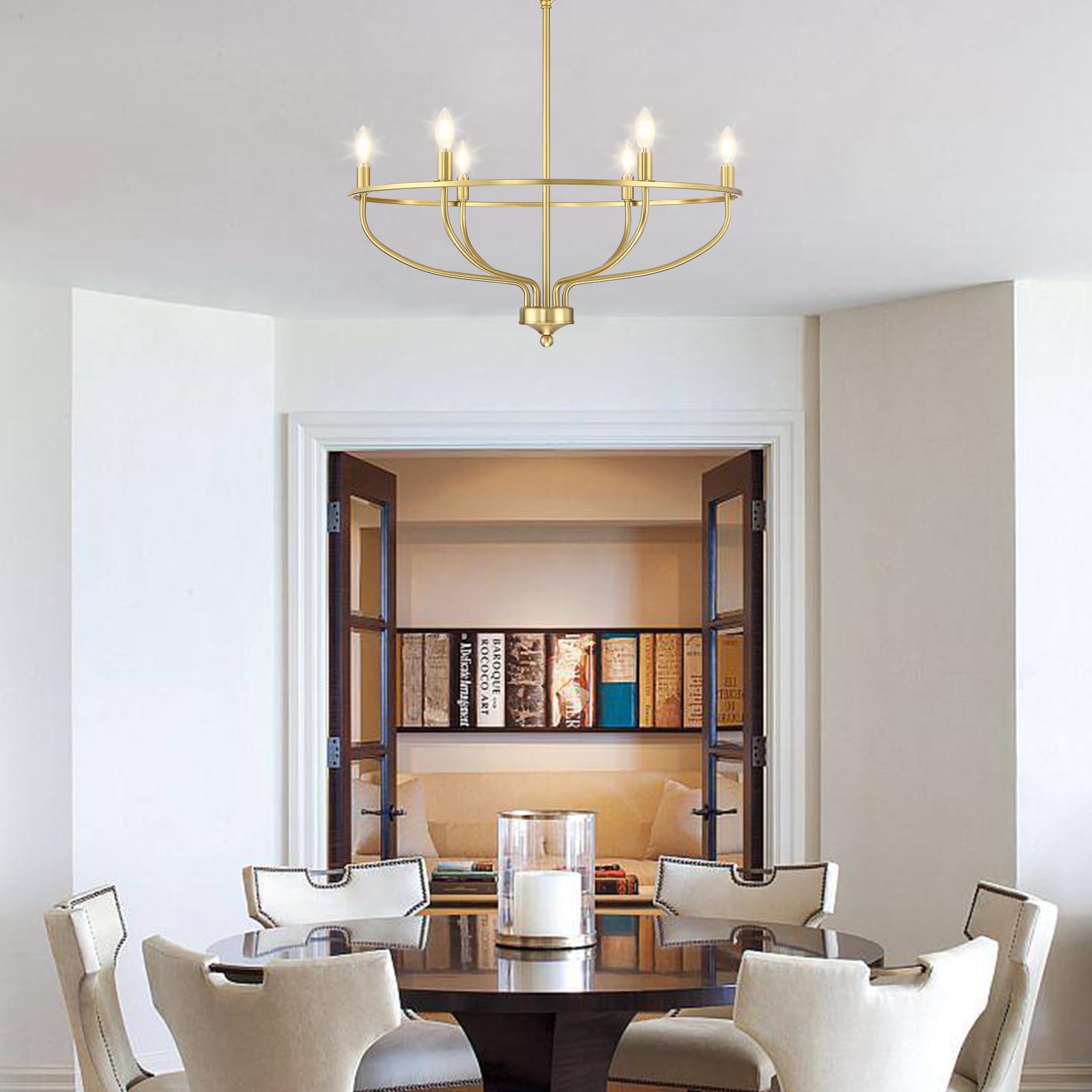 Silva Industrial Metal Candle Chandelier Black/Champagne Living Room/Bedroom - Lumpaz