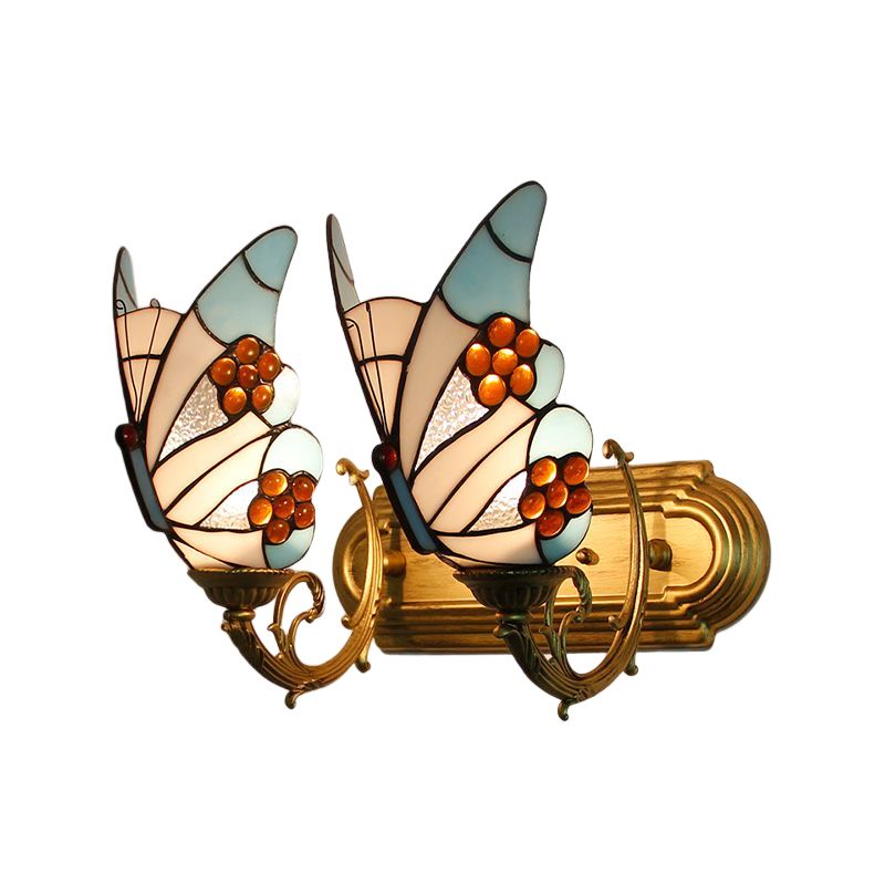 Kady Artistic Butterfly Metal/Glass Lamps Wall, Red/Blue/Multi-Color/Light Blue - Lumpaz