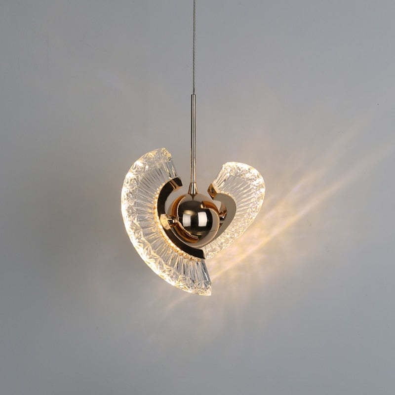 Kristy Nordic Luxury Fan Metal/Acrylic Pendant Light, Gold - Lumpaz