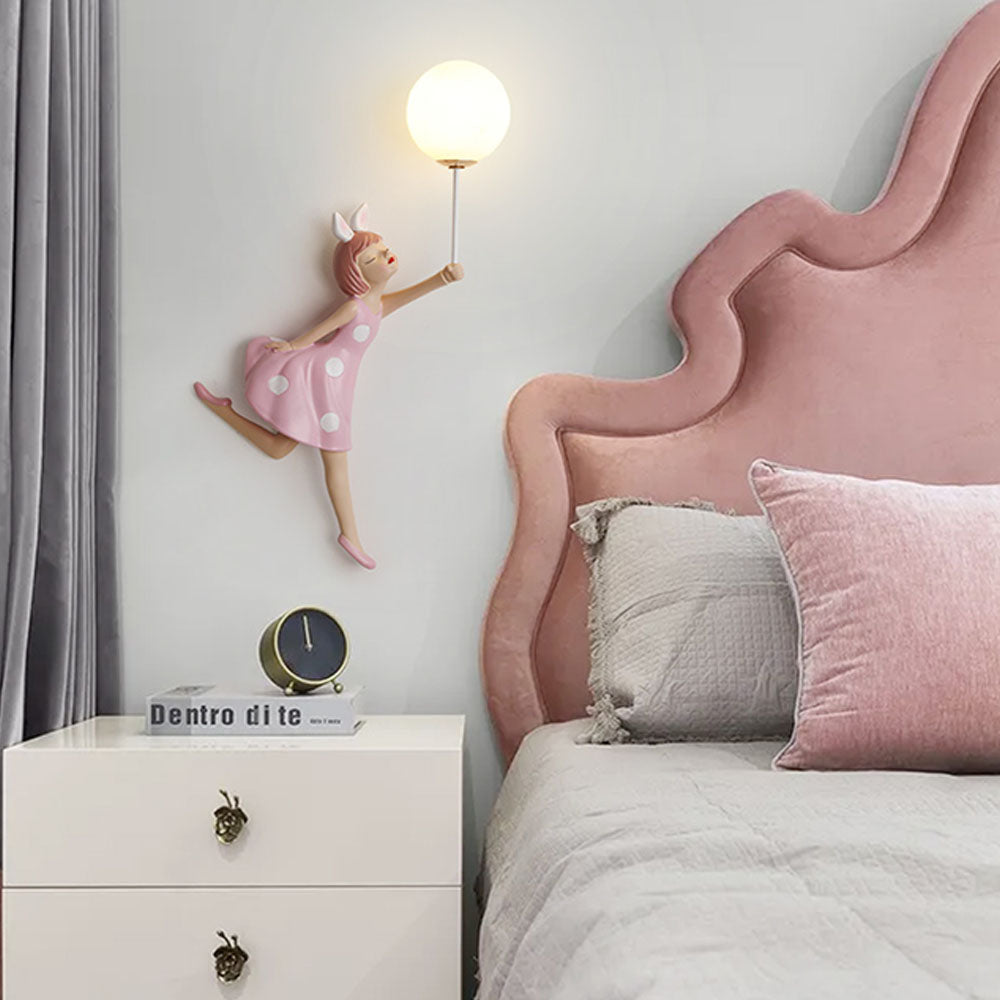 Minori Modern Balloon/Girl Shape Acrylic Pink Wall Lamp - Lumpaz