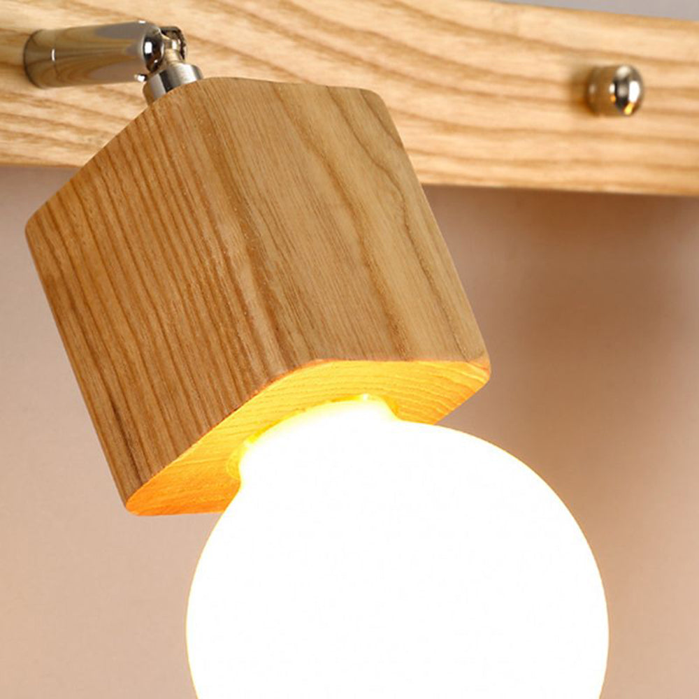 Ozawa Modern Square Globe Metal/Wood Wall Lamp, Vanity Light - Lumpaz