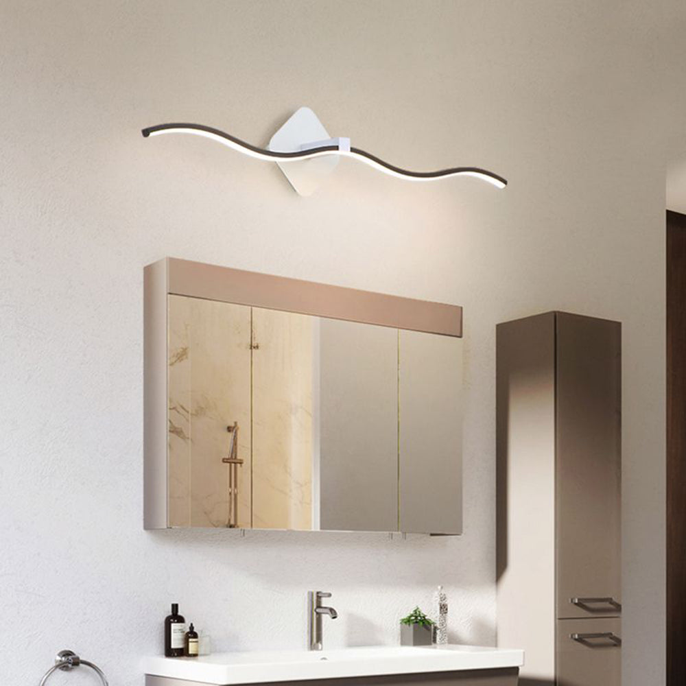 Minimalist Wave Linear Metal Wall Lamp, Black/White - Lumpaz