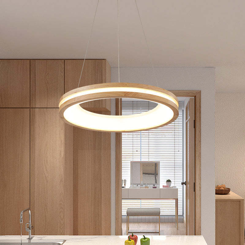 Ozawa Modern Ring Wood Pendant Light - Lumpaz