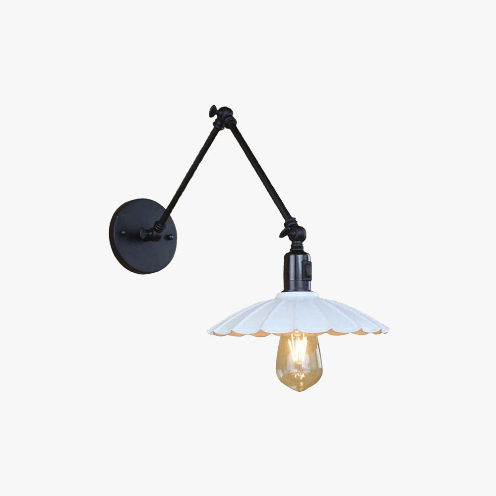 Brady Wall Lamp Creative Pleated Adjustable Metal, Black, Bedroom - Lumpaz